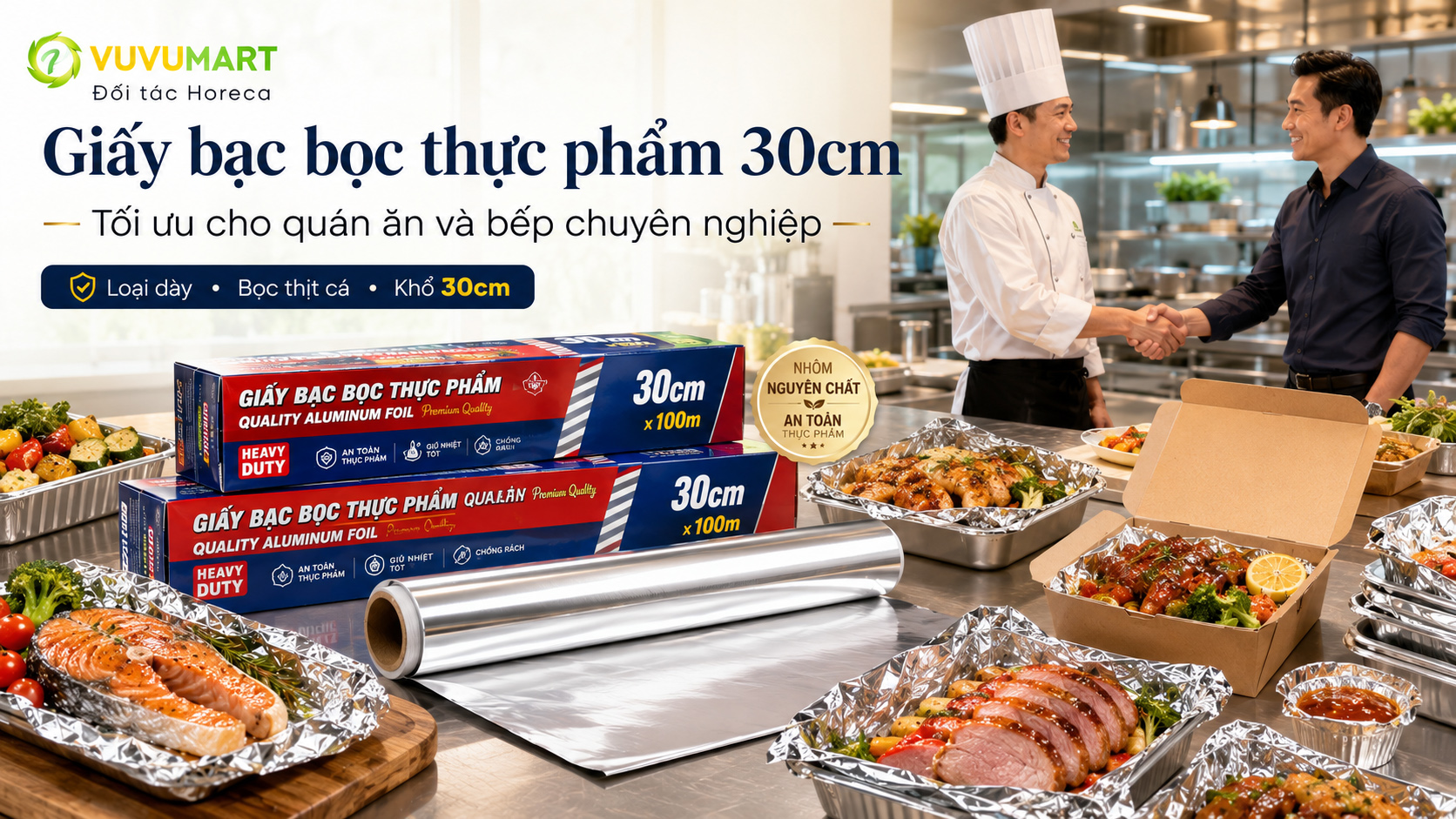 Màng nhôm bọc thực phẩm loại dày: cách kiểm tra trước khi nhà hàng nhập hàng 44 Giấy bạc bọc thực phẩm 30cm cho khẩu phần thịt cá nhỏ và vừa