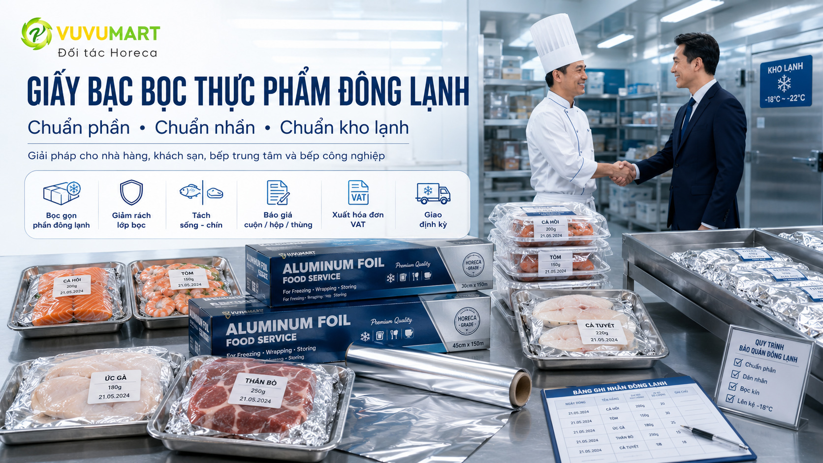 Giấy bạc bọc thực phẩm đông lạnh: cách gói thịt cá cho kho bếp nhà hàng 42 Giấy bạc bọc thực phẩm đông lạnh cách gói thịt cá cho kho bếp nhà hàng