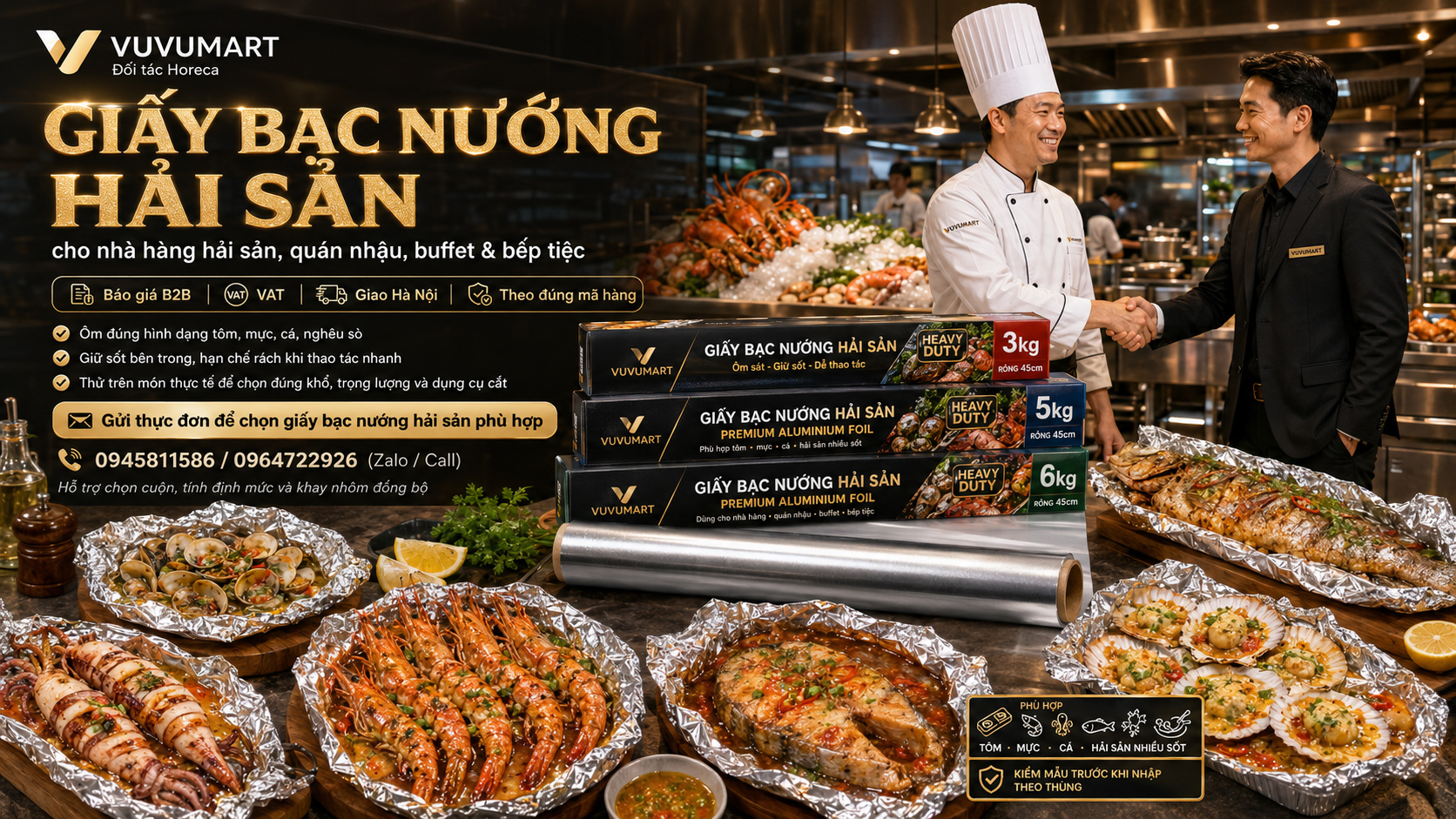 Giấy bạc nướng hải sản loại dày cho cá, tôm, mực và món nhiều nước sốt 43 Giấy bạc nướng hải sản loại dày cho cá, tôm, mực và món nhiều nước sốt