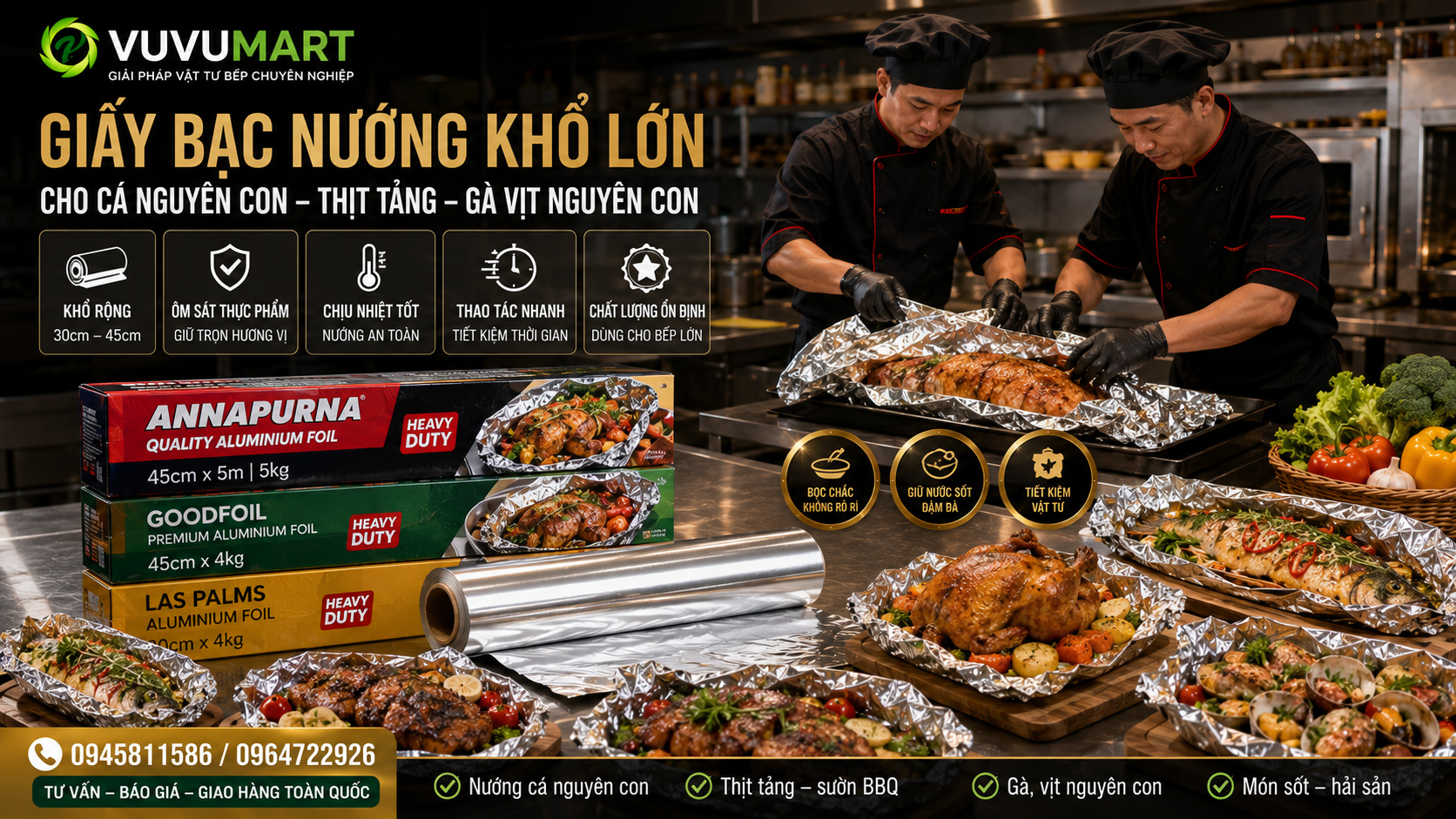 Giấy bạc nướng khổ lớn cho cá nguyên con, thịt tảng và bếp nhà hàng 45 Giấy bạc nướng khổ lớn cho cá nguyên con, thịt tảng và bếp nhà hàng