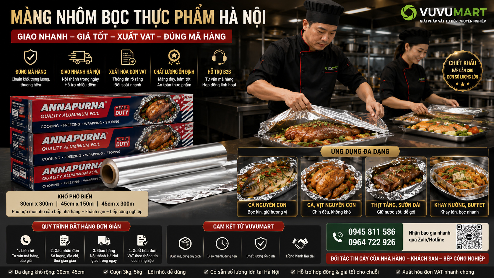Màng nhôm bọc thực phẩm 45cm cho cá lớn, thịt tảng và khay nướng 42 Màng nhôm bọc thực phẩm 45cm cho cá lớn, thịt tảng và khay nướng