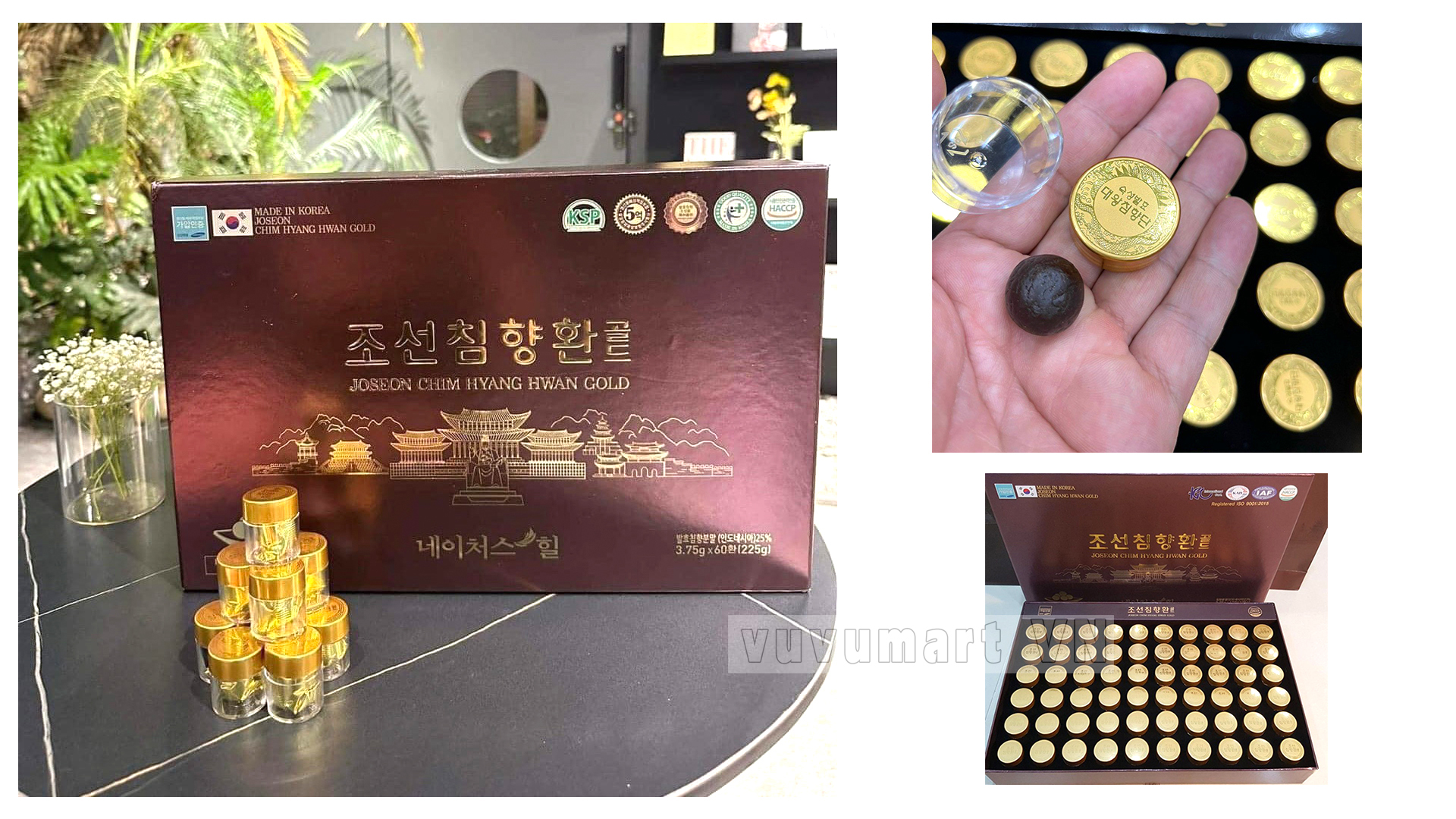 An Cung Ngưu Trầm Hương Chính Phủ JOSEON CHIM HYANG HWAN GOLD Sự Kết Hợp Hoàn Hảo từ các THẢO DƯỢC QUÝ đến TỪ HÀN QUỐC