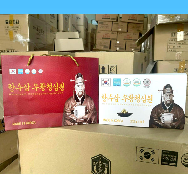 An Cung Thanh Tâm Hoàn Hansusam Uhwangcheongsimwon Hộp Gỗ 10 Viên 3,75g Hàn Quốc - Tăng Cường Lưu Thông Khí Huyết - Bồi Bổ Não Cơ Thể - Khỏe Tim