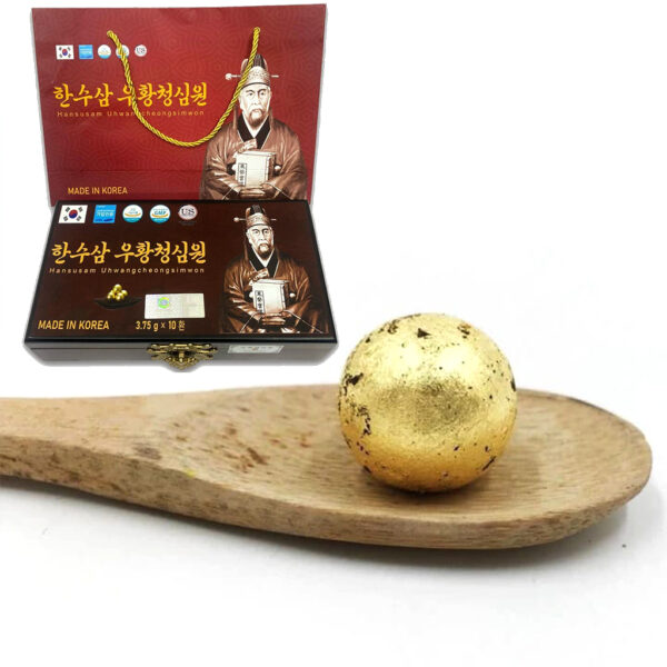 An Cung Thanh Tâm Hoàn Hansusam Uhwangcheongsimwon Hộp Gỗ 10 Viên 3,75g Hàn Quốc - Tăng Cường Lưu Thông Khí Huyết - Bồi Bổ Não Cơ Thể - Khỏe Tim