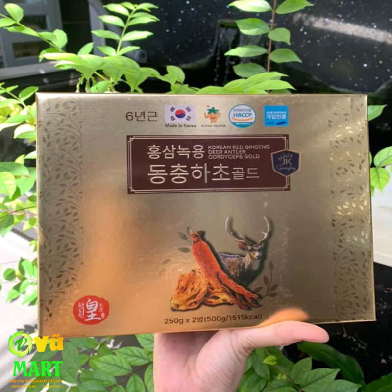 Cao Hồng Sâm Nhung Hươu Đông Trùng Ginseng King Korean Red Ginseng Deer Antler Cordyceps Gold