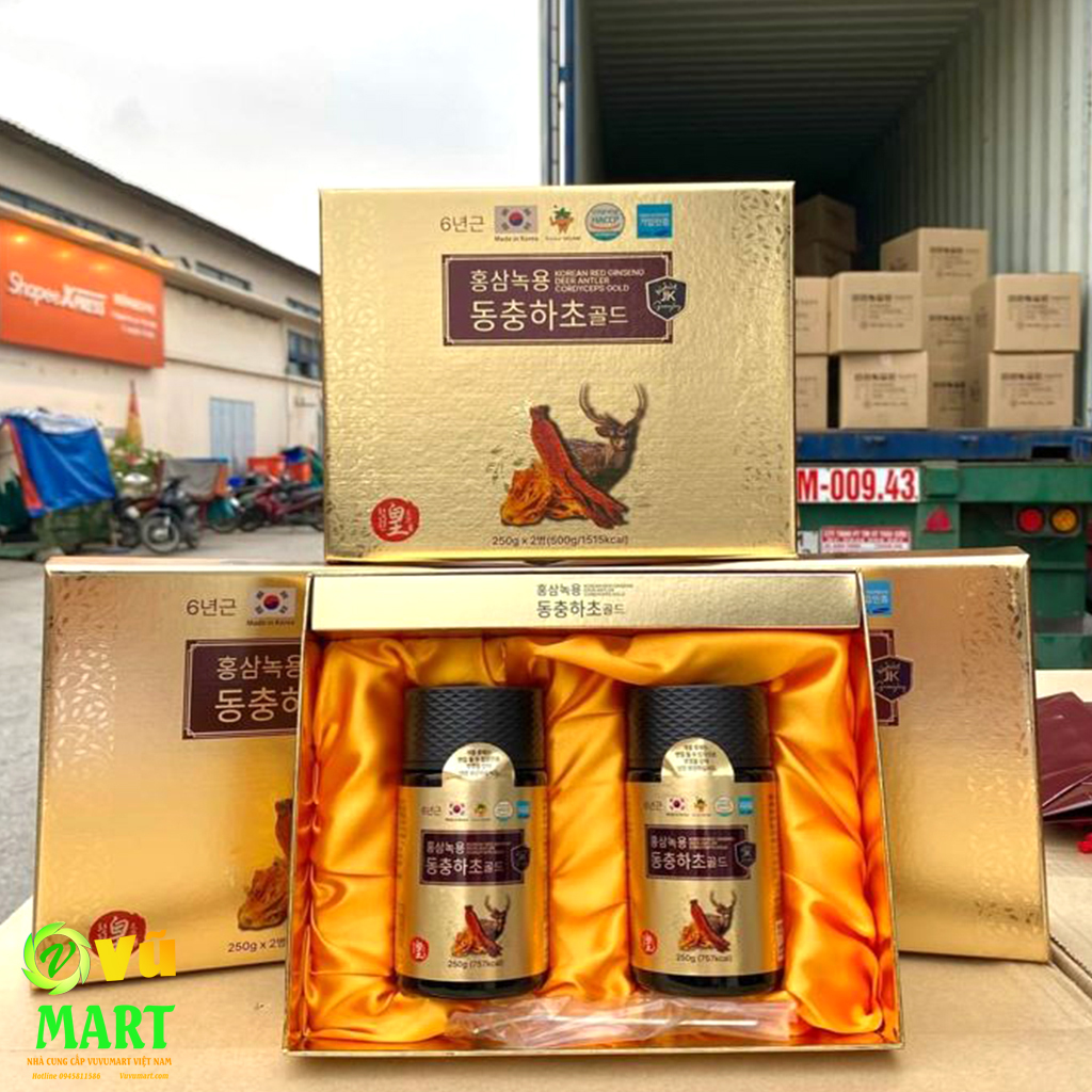 Cao Hồng Sâm Nhung Hươu Đông Trùng Ginseng King Korean Red Ginseng Deer Antler Cordyceps Gold