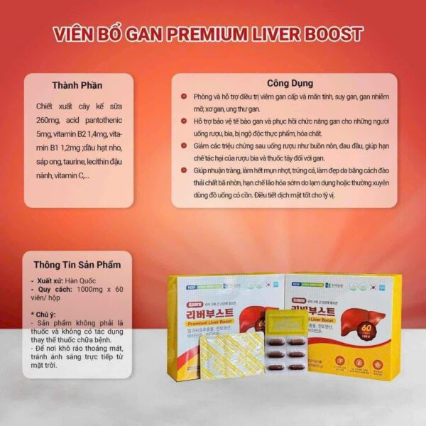 Viên Uống Bổ Gan Thải Độc HANMI Hàn Quốc Hộp 60 Viên (Premium Liver Boost) - Bổ Gan Khỏe Gan 18