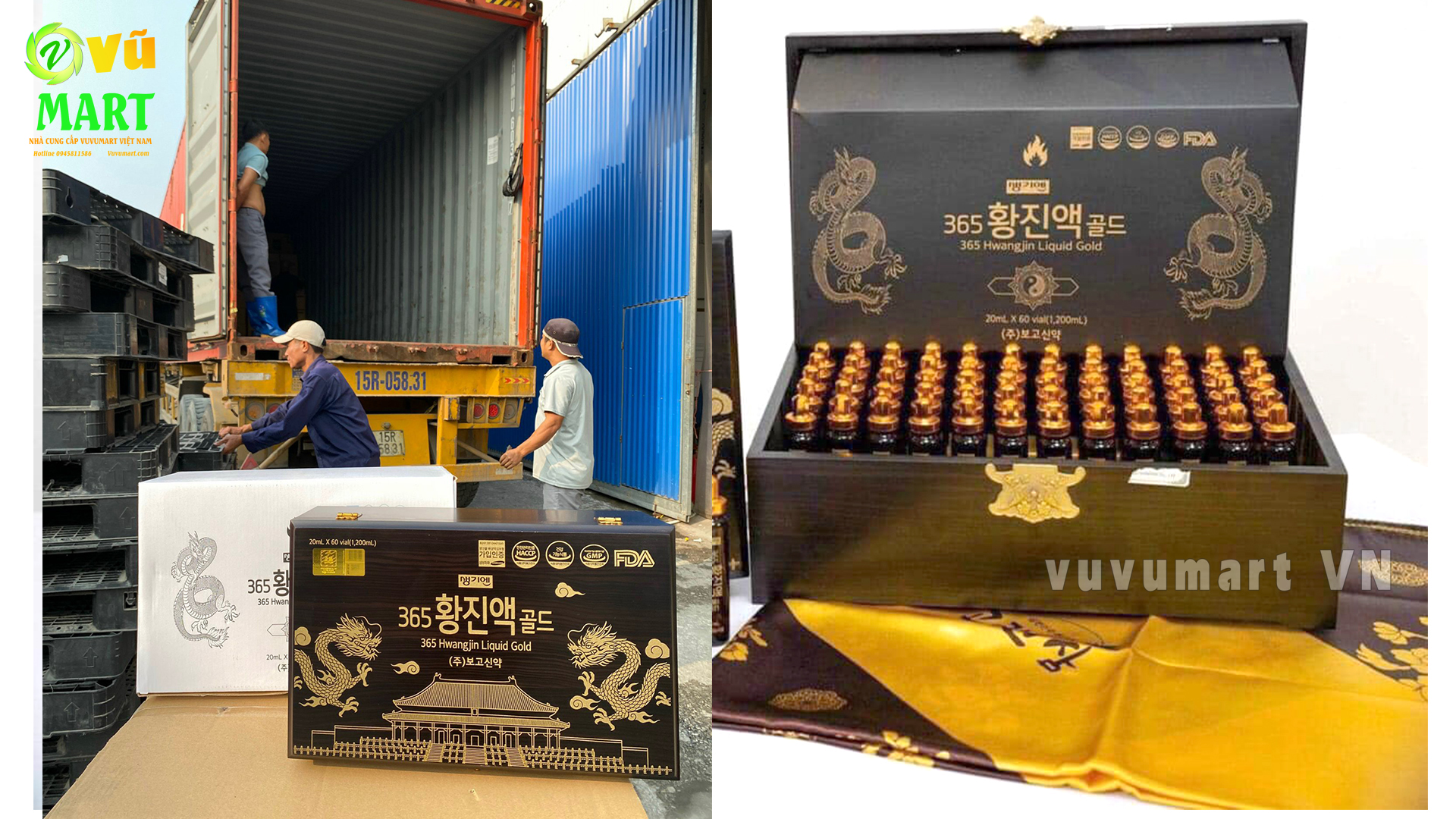 Tinh Chất Đông Trùng Hạ Thảo 365 Hwangjin Liquid Gold Từ Hàn Quốc 60 Ống; Tinh Chất Đông Trùng Hạ Thảo 365 Hwangjin Liquid Gold - Bổ Dược Tăng Lực Từ Hàn Quốc; Tinh Chất Hồng Sâm Đông Trùng Hạ Thảo Hai Con Hổ Cheonsim Hwangje Liquid Hàn Quốc (60 Ống x 20ml)