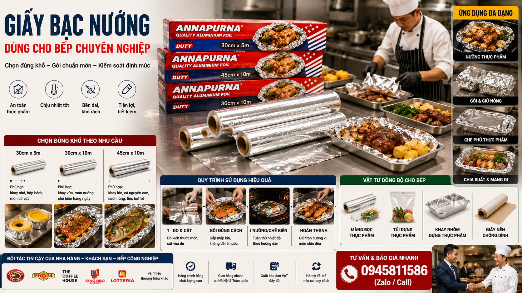 Giấy bạc bọc thực phẩm trong bếp Horeca: dùng đúng để tránh lãng phí