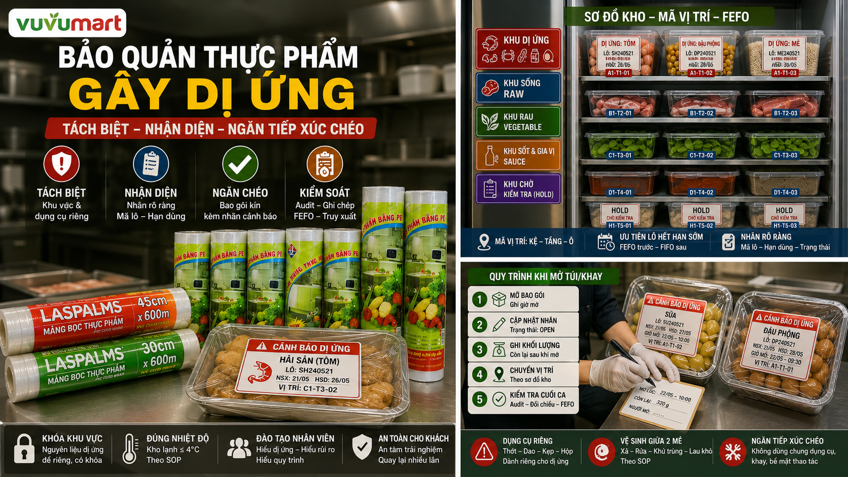 Bảo Quản Thực Phẩm Gây Dị Ứng Khóa Túi, Khay Và Dụng Cụ