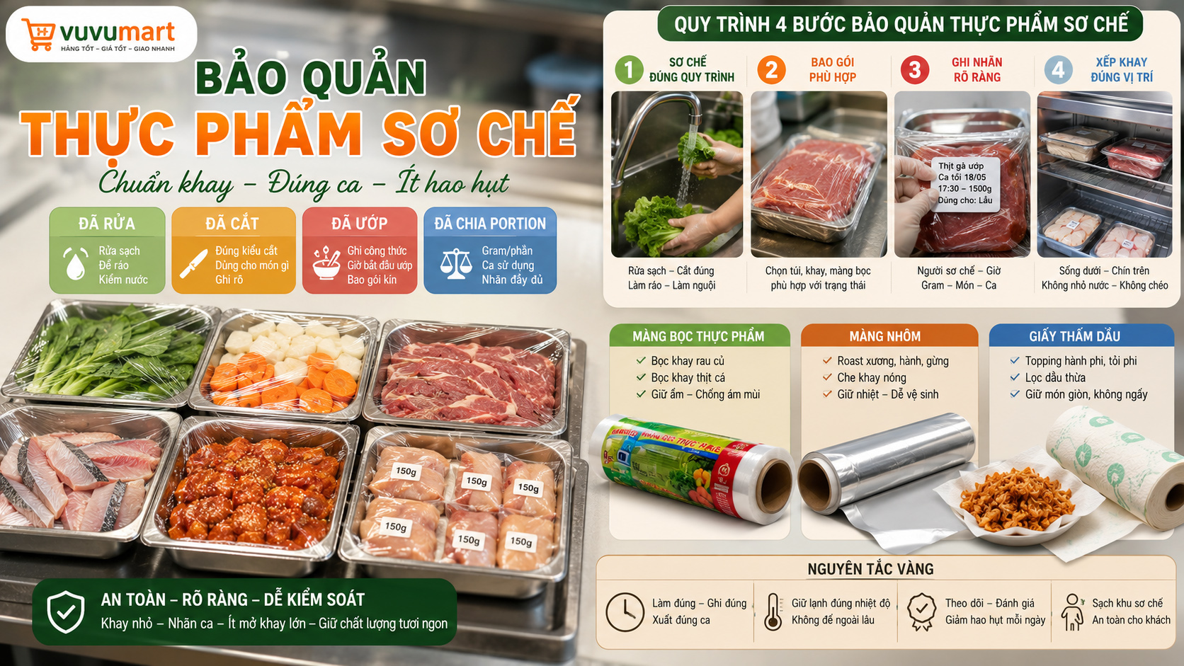 Bảo Quản Thực Phẩm Sơ Chế: Khóa Khay, Chia Túi Theo Ca 42 Bảo Quản Thực Phẩm Sơ Chế Khóa Khay, Chia Túi Theo Ca