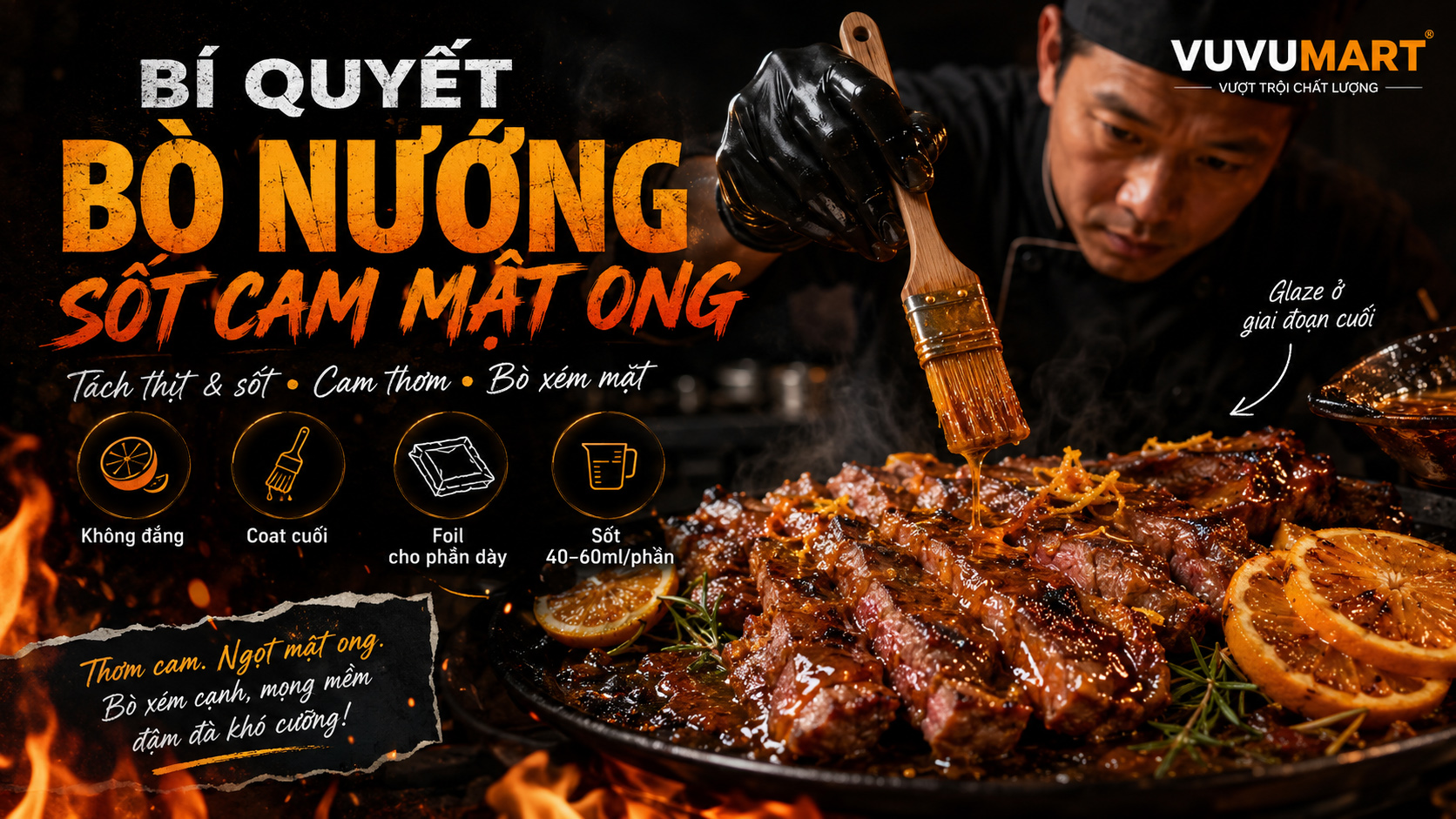 Bò nướng sốt cam mật ong chua ngọt, thơm vỏ cam và bóng đẹp như món tiệc 44 Bò nướng sốt cam mật ong chua ngọt, thơm vỏ cam và bóng đẹp như món tiệc
