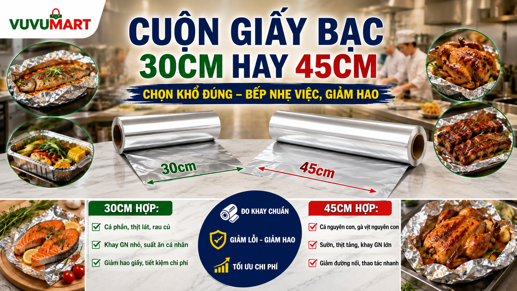 Cuộn Giấy Bạc 30cm Hay 45cm? Chọn Theo Cá, Gà, Khay Và Phần Giấy Dư 43 Cuộn Giấy Bạc 30cm Hay 45cm Chọn Theo Cá, Gà, Khay Và Phần Giấy Dư