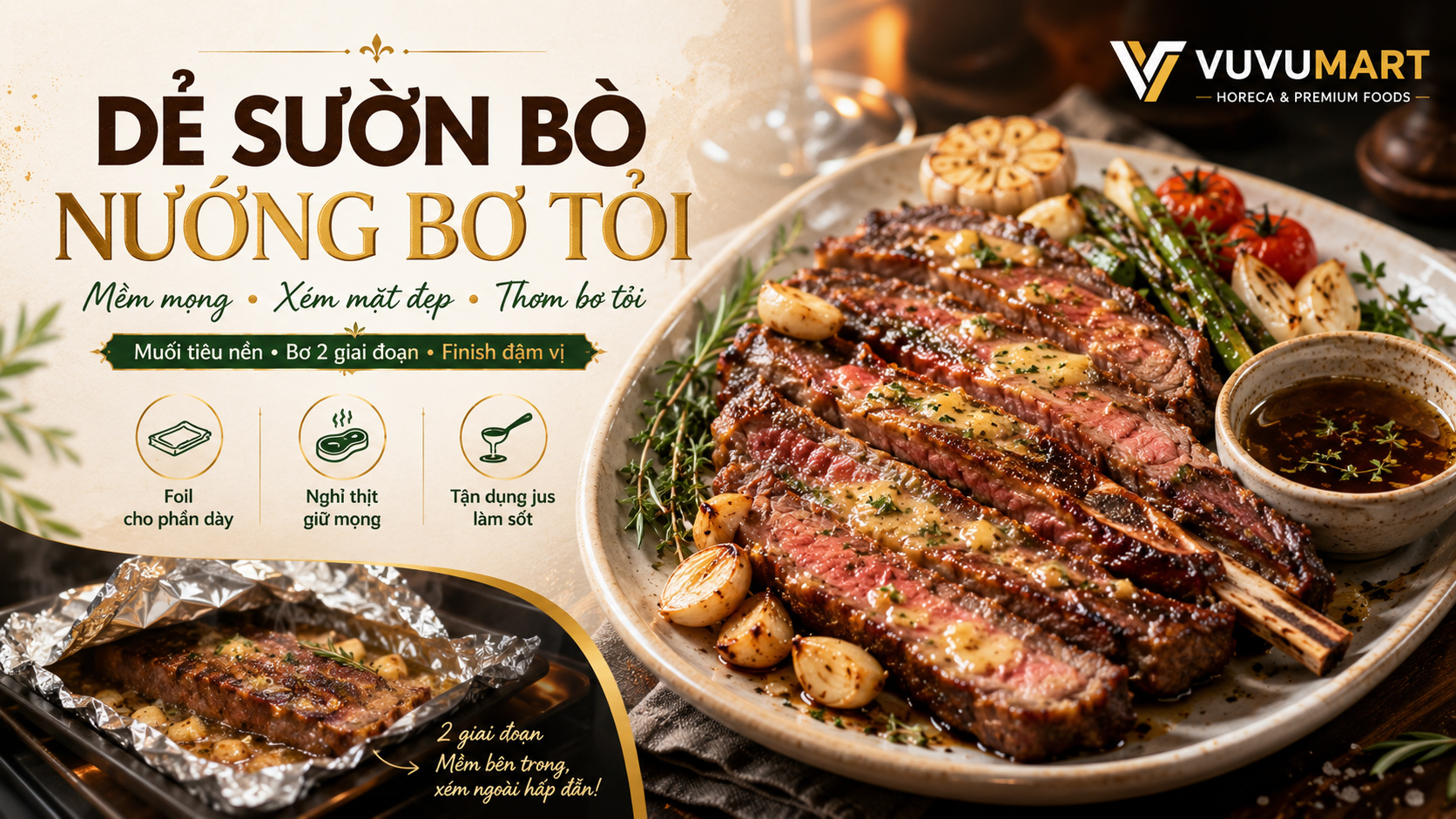 Dẻ sườn bò nướng bơ tỏi xém cạnh, mềm mọng và thơm nức khi mở giấy bạc 43 Dẻ sườn bò nướng bơ tỏi xém cạnh, mềm mọng và thơm nức khi mở giấy bạc
