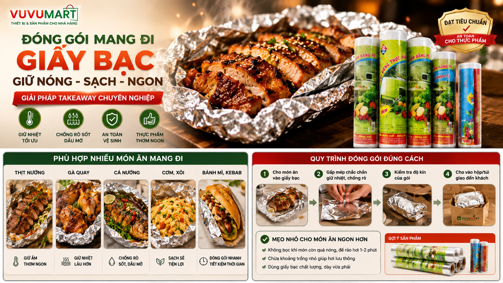 Giấy Bạc Bọc Đồ Ăn Mang Đi: Giữ Nóng, Chống Rò Và Không Làm Món Nướng Mềm Nhũn 43 Giấy Bạc Bọc Đồ Ăn Mang Đi Giữ Nóng, Chống Rò Và Không Làm Món Nướng Mềm Nhũn