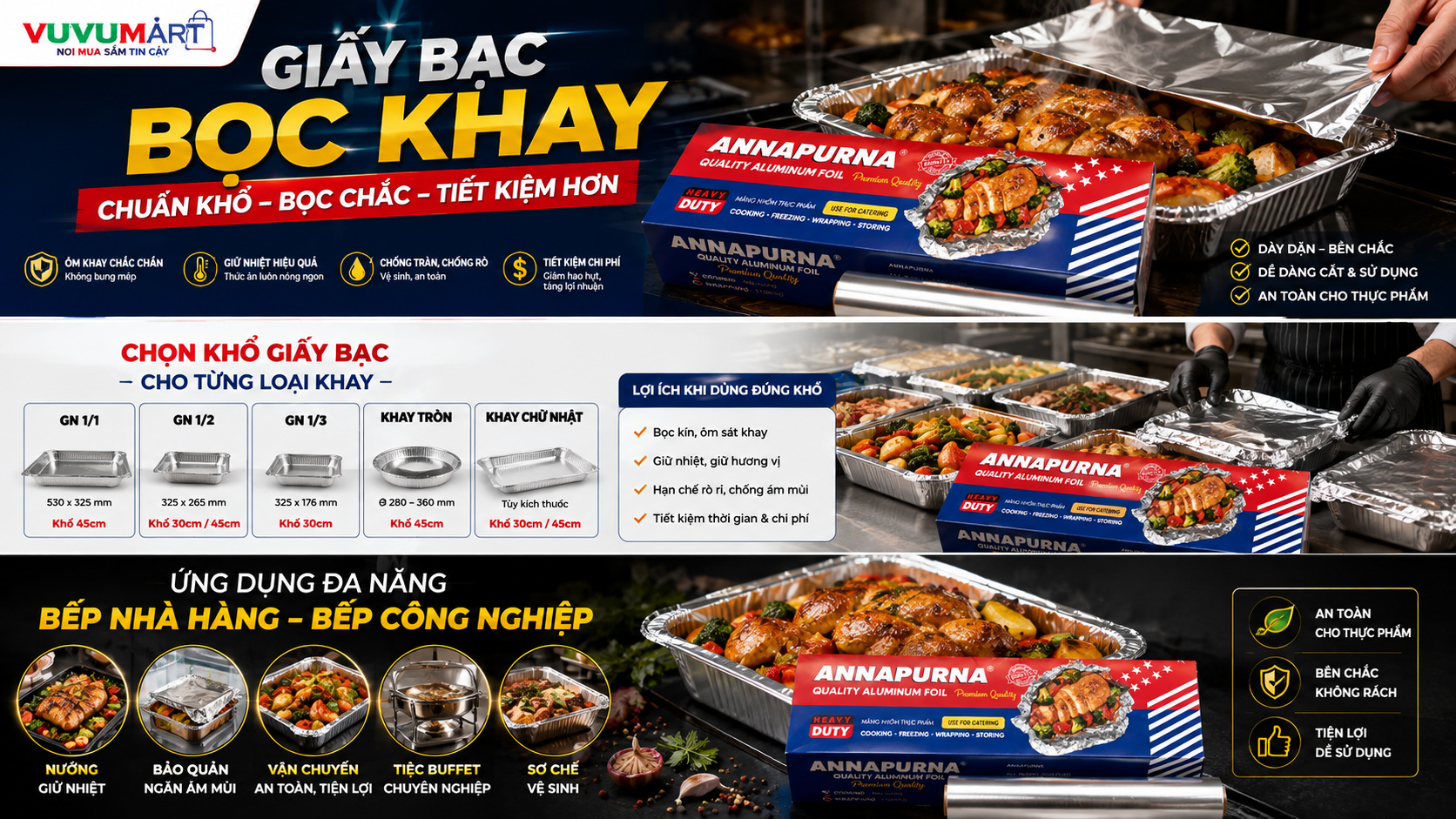 Giấy Bạc Bọc Khay Thức Ăn: Chọn Khổ Theo GN, Mép Khay Và Lượng Giấy Dư 43 Giấy Bạc Bọc Khay Thức Ăn Chọn Khổ Theo GN, Mép Khay Và Lượng Giấy Dư