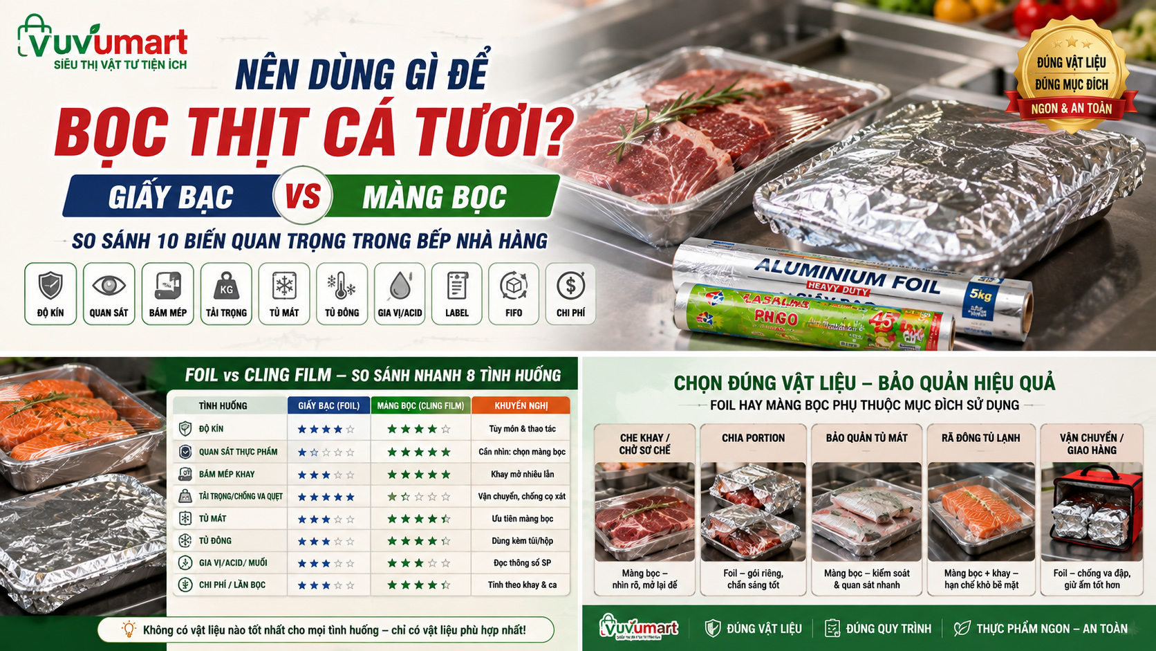 Giấy Bạc Bọc Thịt Cá Tươi Khi Nào Phù Hợp Và Khi Nào Nên Dùng Màng Bọc