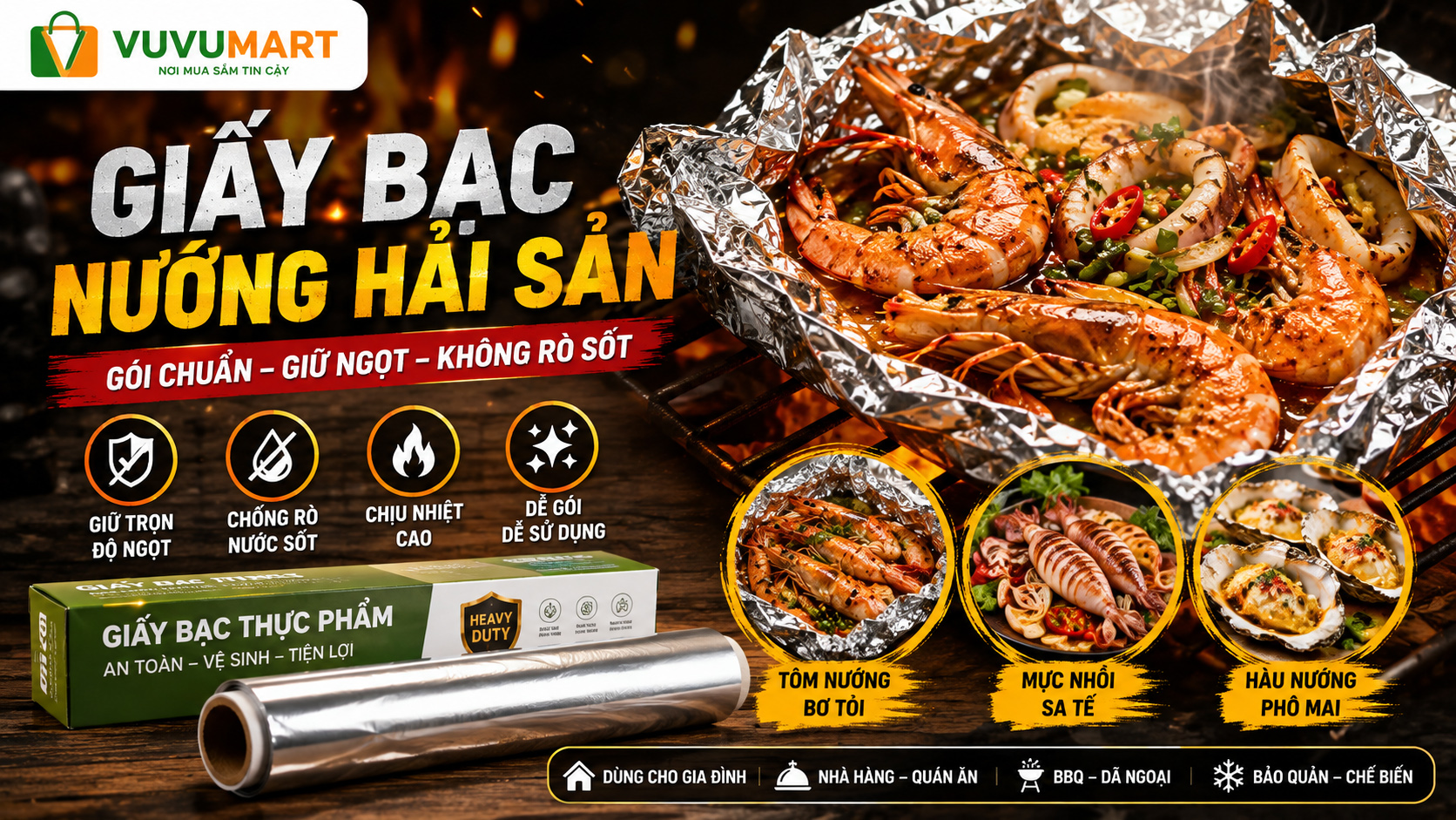 Giấy Bạc Nướng Hải Sản: Chọn Khổ Theo Tôm, Mực, Hàu Và Khay Hải Sản 45 Giấy Bạc Nướng Hải Sản Chọn Khổ Theo Tôm, Mực, Hàu Và Khay Hải Sản
