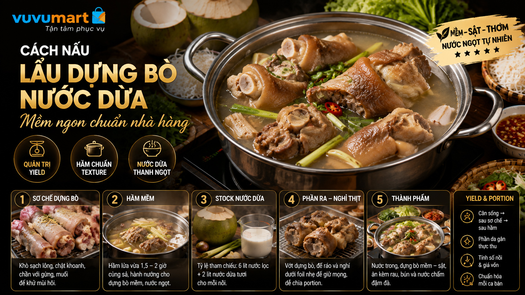 Lẩu dựng bò nước dừa da mềm, gân sật và nước ngọt sâu không hôi 45 Lẩu dựng bò nước dừa da mềm, gân sật và nước ngọt sâu không hôi