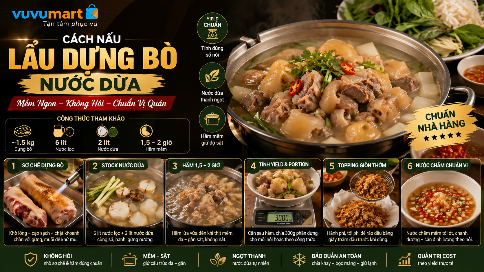 Lẩu dựng bò nước dừa da mềm, gân sật và nước ngọt sâu không hôi 46 Lẩu dựng bò nước dừa da mềm, gân sật và nước ngọt sâu không hôi