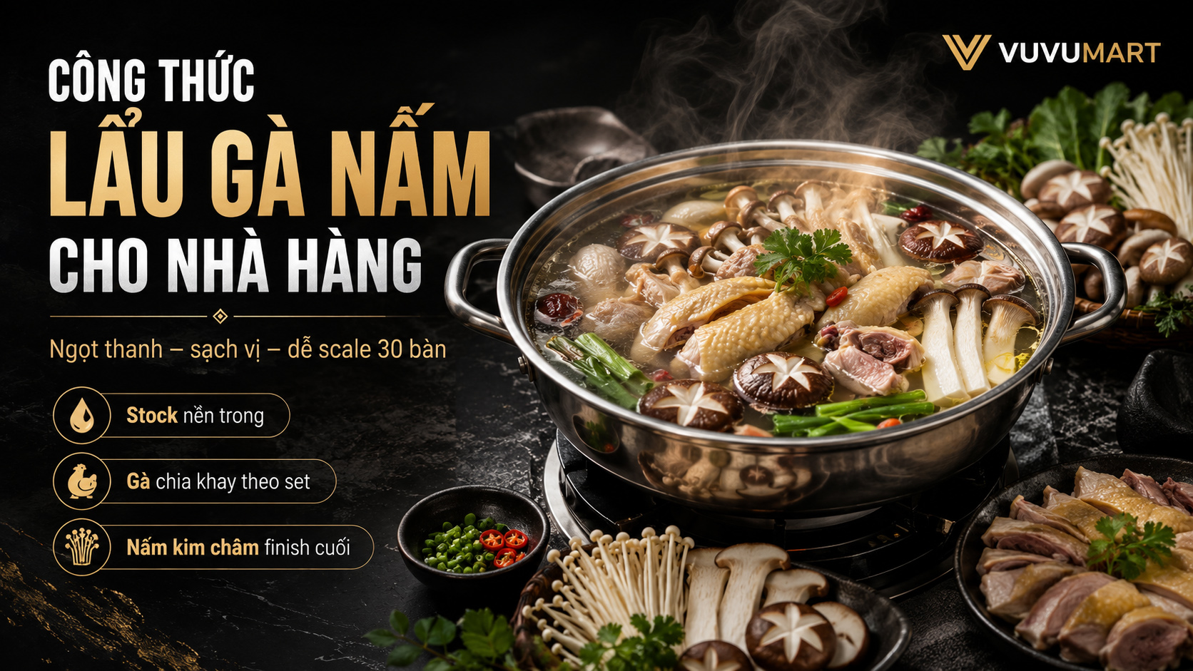 Lẩu gà nấm nước trong ngọt, gà săn thịt và nấm giòn thơm từng loại 43 Lẩu gà nấm nước trong ngọt, gà săn thịt và nấm giòn thơm từng loại