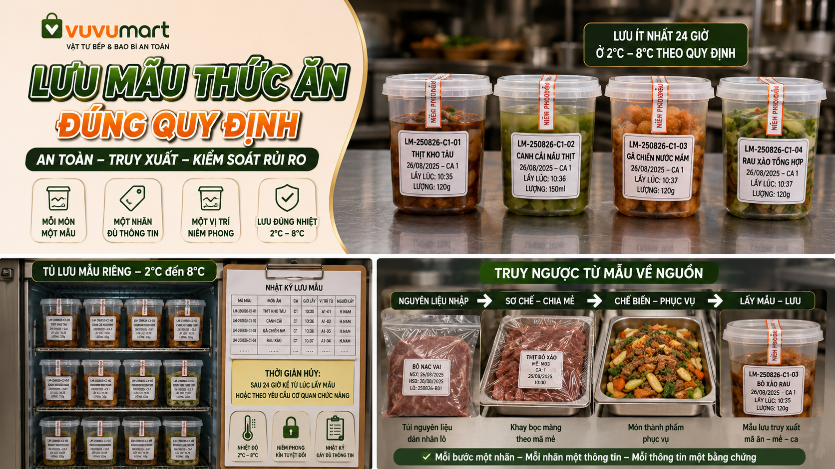 Lưu Mẫu Thức Ăn: Một Mẫu, Một Nhãn, Một Vị Trí Niêm Phong 44 Lưu Mẫu Thức Ăn Một Mẫu, Một Nhãn, Một Vị Trí Niêm Phong