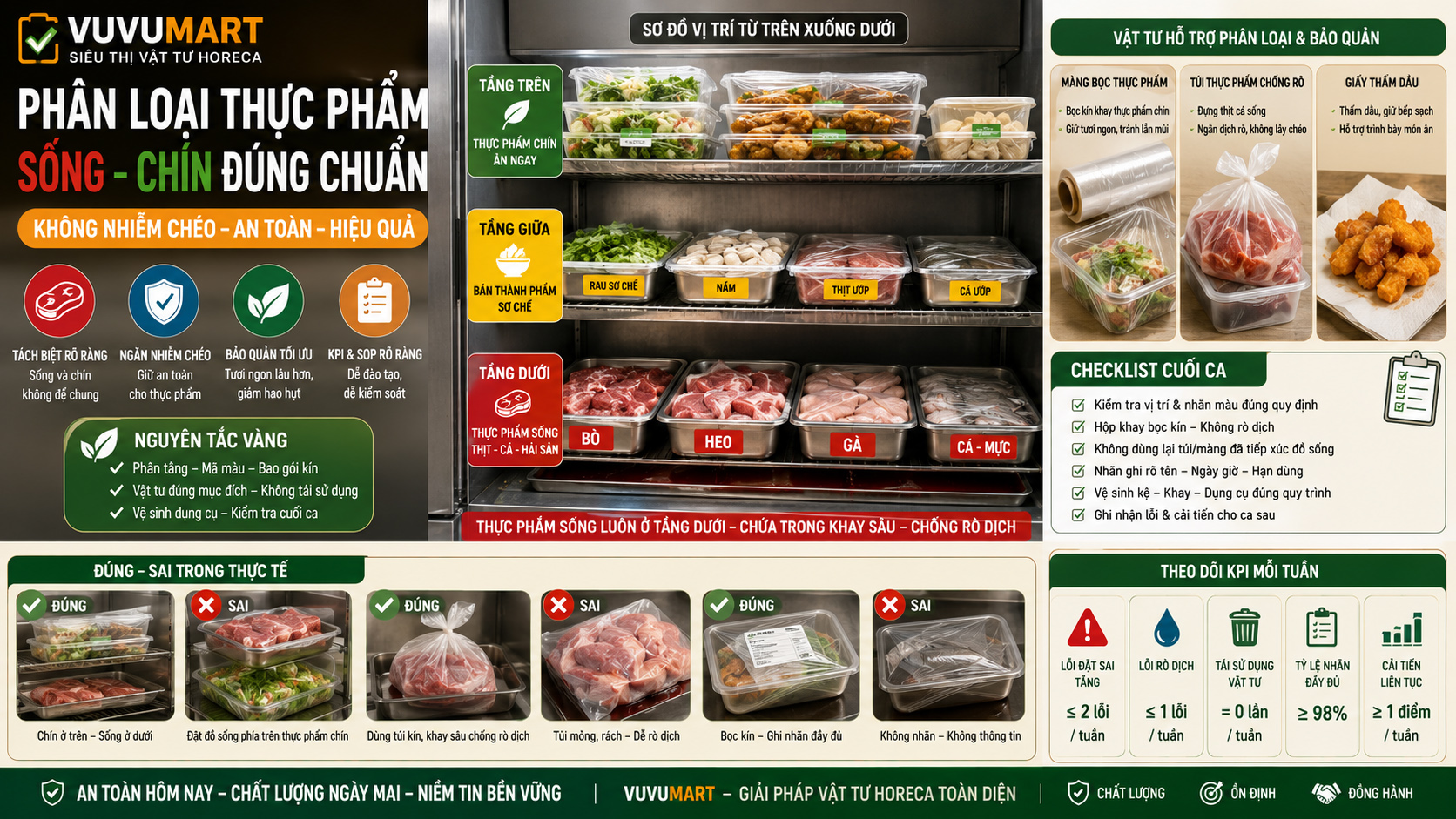 Phân Loại Thực Phẩm Sống Chín Mã Màu Túi, Khay, Màng Bọc