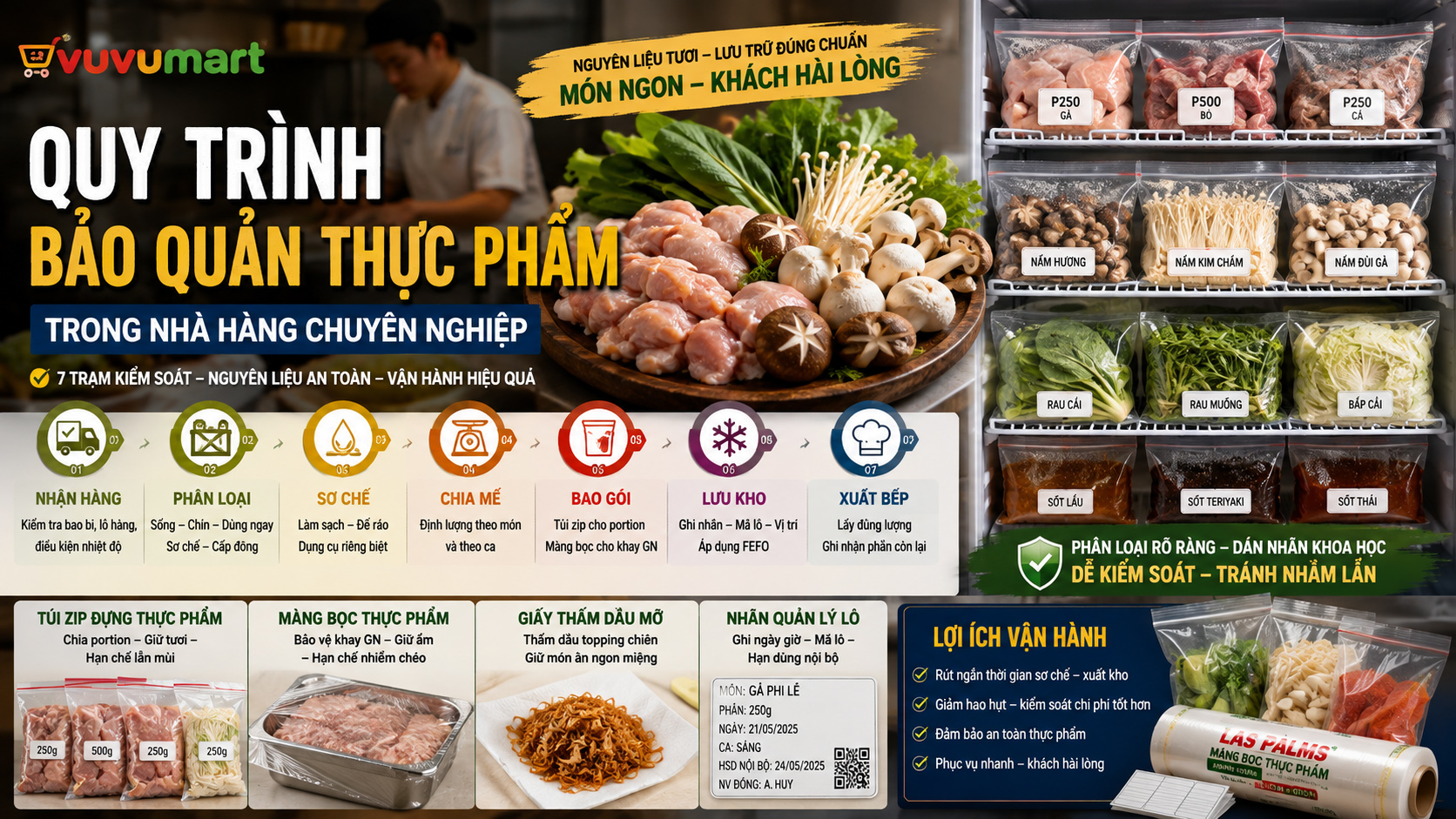 Quy Trình Bảo Quản Thực Phẩm Nhà Hàng 7 Trạm Không Đứt Chuỗi Lạnh