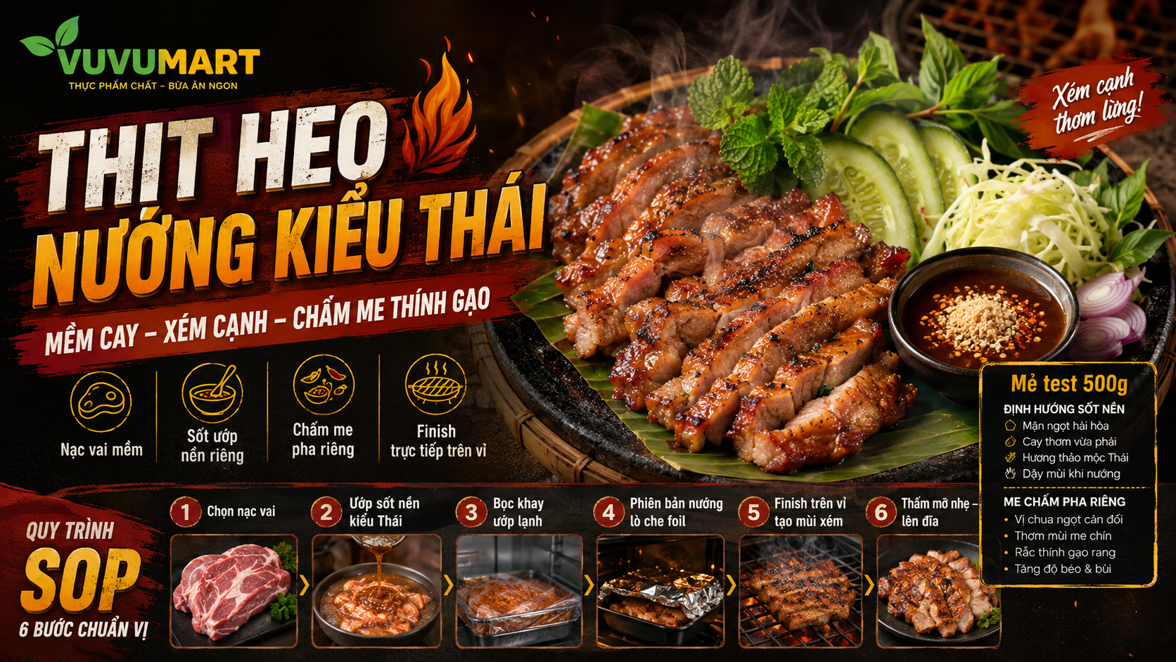 Thịt heo nướng kiểu Thái xém thơm, mềm ngọt và chấm me thính gạo cực cuốn 46 Thịt heo nướng kiểu Thái xém thơm, mềm ngọt và chấm me thính gạo cực cuốn