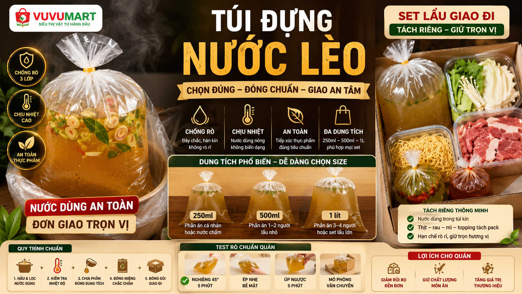 Túi Đựng Nước Lèo Cho Quán: Chọn Dung Tích, Chống Rò 44 Túi Đựng Nước Lèo Cho Quán Chọn Dung Tích, Chống Rò