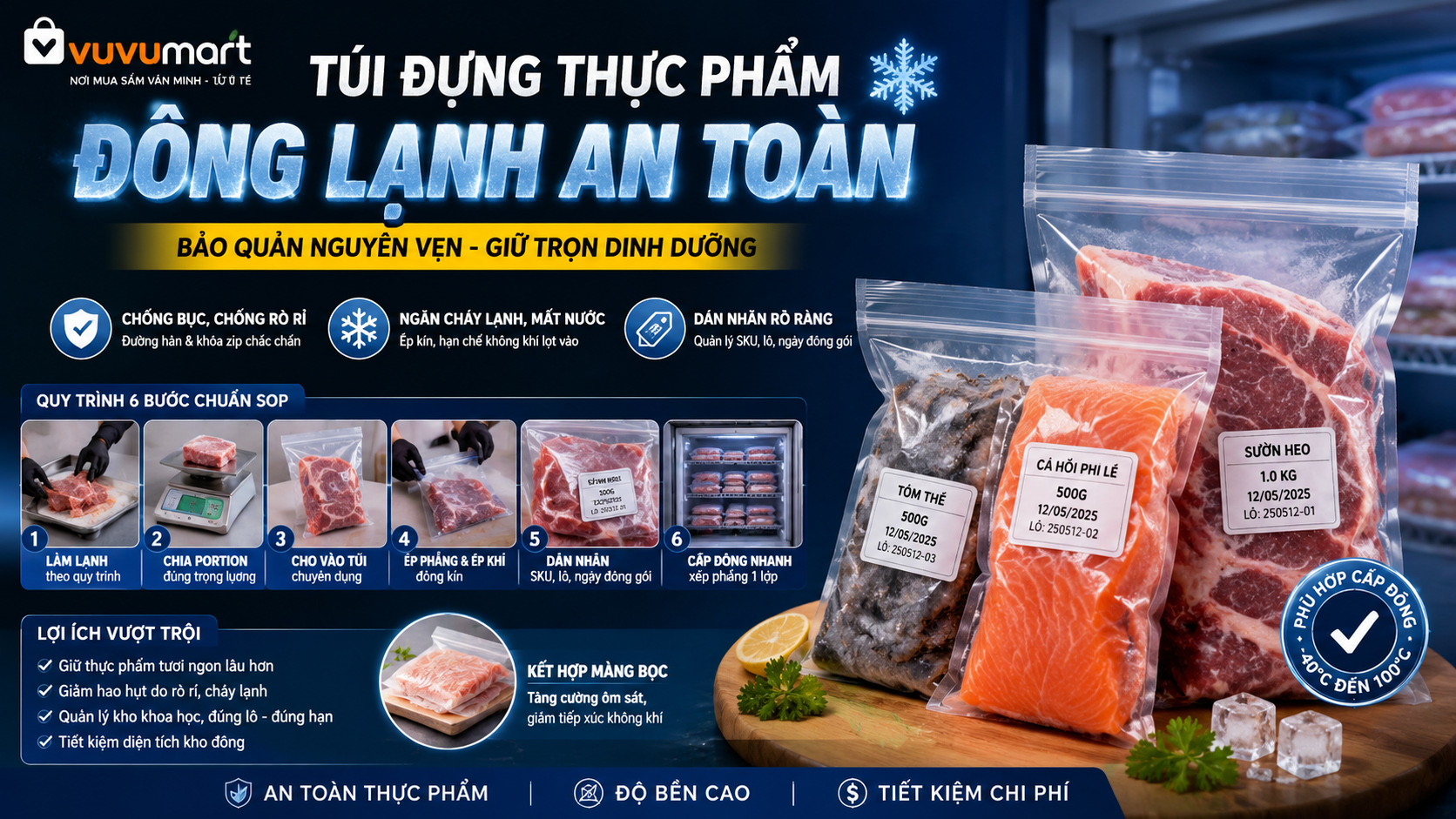 Túi Đựng Thực Phẩm Đông Lạnh: SOP Chống Bục, Nhầm Lô 46 Túi Đựng Thực Phẩm Đông Lạnh SOP Chống Bục, Nhầm Lô