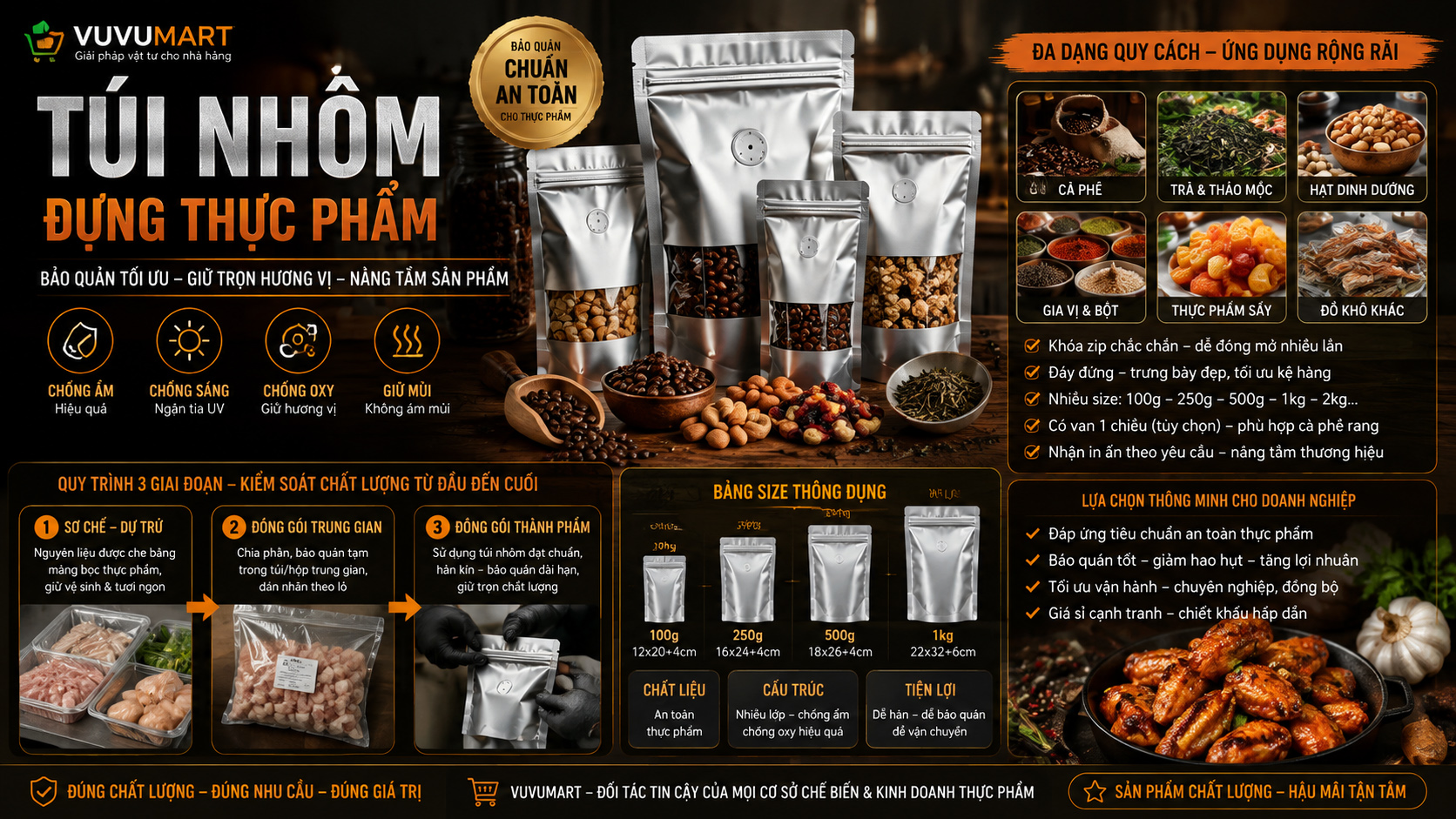 Túi Nhôm Đựng Thực Phẩm Chọn Theo Độ Ẩm Và Ánh Sáng
