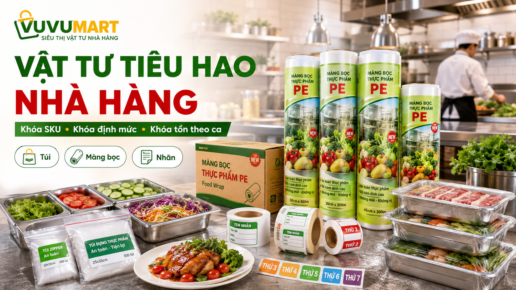 Vật Tư Tiêu Hao Nhà Hàng: Khóa Định Mức Túi, Màng Theo Ca 45 Vật Tư Tiêu Hao Nhà Hàng Khóa Định Mức Túi, Màng Theo Ca